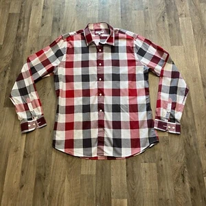 Express Men's XL Extra Slim Red Plaid Button Front Dress Shirt Long Sleeve - Picture 1 of 5