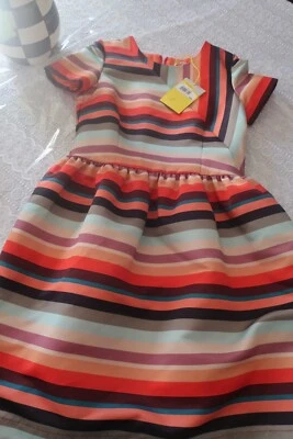 Vestido de tafetán a rayas múltiples Paul Smith para niñas talla 10 nuevo con etiquetas Foto 1 de 4