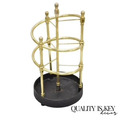 Soporte para paraguas espiral Sarreid LTD estilo victoriano de latón pulido y hierro fundido Foto 1 de 4