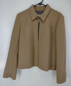 Calvin Klein Open Front Blazer Jacket Women's Size M Wool Blend Brown - Picture 1 of 7