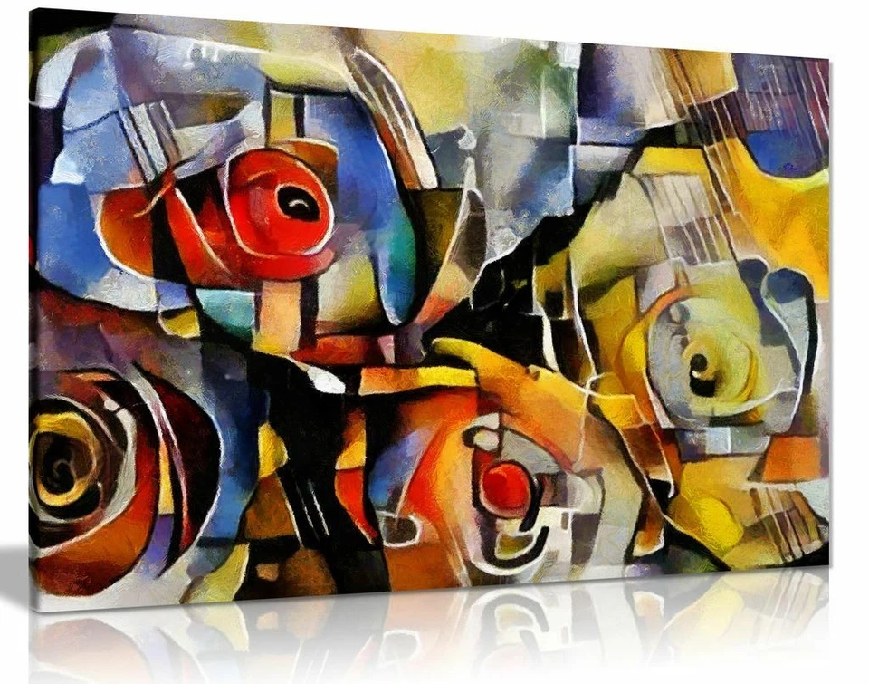 Modern Flower Cubism Style Canvas Wall Art Picture Print - Image 1 of 1