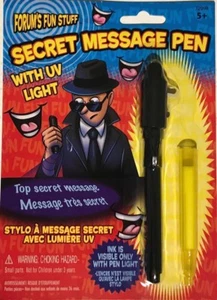 SECRET MESSAGE PEN WITH UV LIGHT Invisible Ink Spy Joke Gift Funny Toy Marker - Picture 1 of 2