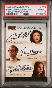 PSA 8 2019 Outlander CZX Caitriona Balfe/Menzies/Skelton Triple Autograph #21/50 - Picture 1 of 2