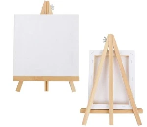 MINI CAVALLETTO DA PITTORE IN LEGNO + TELA DA 20X30 STAND ESPOSITORE PORTA FOTO - Foto 1 di 7
