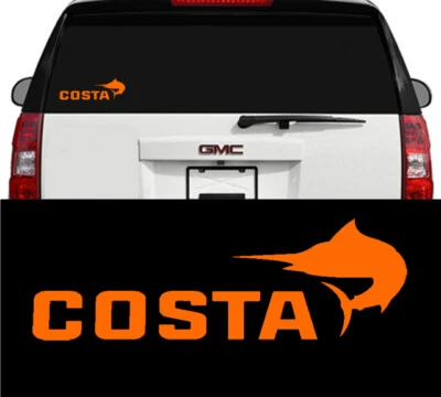 Costa Del Mar Fly Fishing Outdoor Sports Vinyl Decal Sticker Truck Cooler Orange