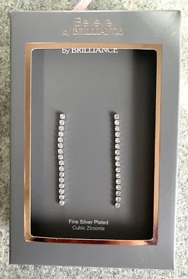 Línea de pendientes colgantes Believe by Brilliance plateados de circonita cúbica Foto 1 de 4