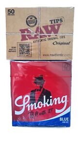 Full Box Of 50 Booklets Smoking Blue KS Papers With Full Box Original Tips