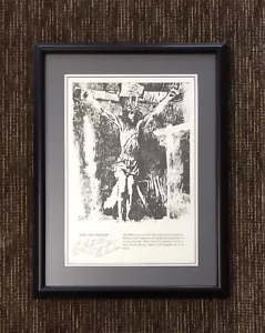 RARE SIGNED "The Crucifixion" of Jesus Linoleum Print by Helen Lucia, Framed - Picture 1 of 5