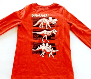 Jumping Beans Boys T-Shirt Dinosaurs Thermal Orange Long Sleeve Size 12 - Picture 1 of 12