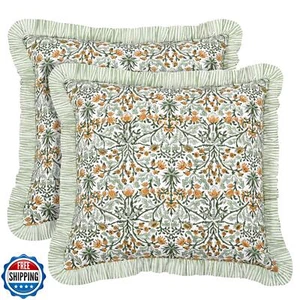 Ridhi Modern Farmhouse Pillow Covers Decorative Cotton Throw Pillow Covers Se - Picture 1 of 5