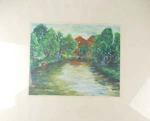 Unbekannter Künstler Pastell auf Papier Hofstätte 50x60 cm MÄ-226 - Bild 1 von 6