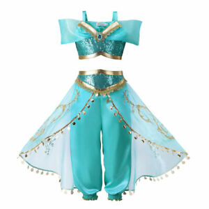 Kinder Aladdin Mädchen Jasmin Prinzessin Kleid Geburtstag Outfits Party Kostüm