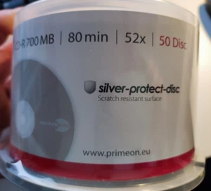 50 PRIMEON CD-R silver-protect Rohlinge Spindel 700Mb 80Min 52x - Bild 1 von 2
