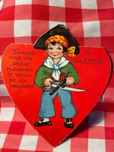 Carta fustellata San Valentino vintage pirata mi darebbe piacere sia il mio tesoro - Foto 1 di 3