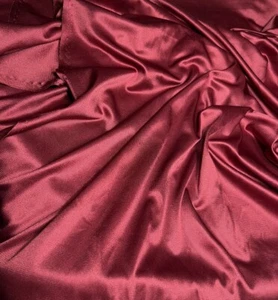 Vintage Fabric Shiny Satin Polyester Burgundy Red Maroon Solid 192" X 52" - Picture 1 of 3
