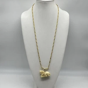 Vintage 3D Lion Pendant Necklace Gold Tone - Picture 1 of 8