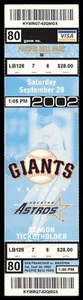 Boleto Gigantes de San Francisco 28 de septiembre de 2002 vs Houston Astros Barry Bonds HR - Imagen 1 de 4