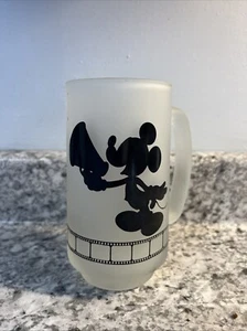 1987 Disney MGM Studios Mickey Mouse Director Frosted Glass Beer Mug - Foto 1 di 6