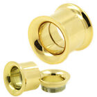 Steel GOLD Flesh Tunnel Ear Piercing with Inner Thread and Thin Edge Screw