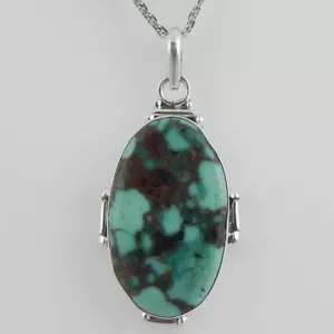 925 Sterling Fine Silver Handmade Pendant Natural Turquoise Gift Women FSP-1939 - Picture 1 of 5