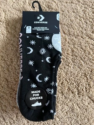 CONVERSE Hecho para Mandriles Paquete de 3 Tejido Plano Ultra Bajo Talla 4-10 Negro Gris Rosa Foto 1 de 4