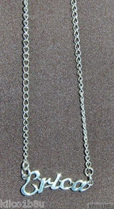 925 Sterling Silver Name Necklace - Name Plate - ERICA 17" chain w/pendant - Picture 1 of 2