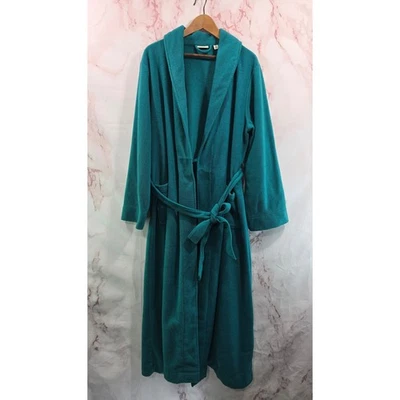 LL Bean Robe Mujer XL Maxi Midi Kelly Verde Polar Abrigo Baño Pequeño  Foto 1 de 4