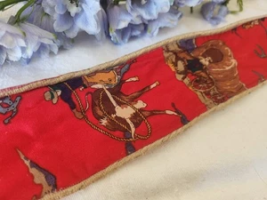 Large galon ruban ancien far west cow boys fil metal au métre sur 6,7 cm B9 - Picture 1 of 7