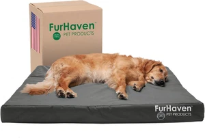 XL Memory Foam Dog Bed Water-Resistant Indoor/Outdoor Logo Print Oxford Polycanv - Foto 1 di 12