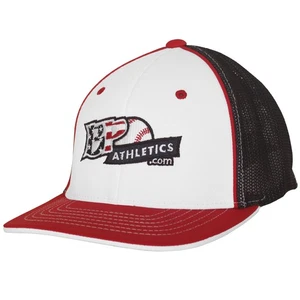Sombrero de camionero de béisbol/softbol con logotipo de BP Athletics EE. UU. 404M - blanco/rojo/azul marino - S/M - Imagen 1 de 1