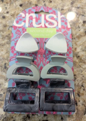 Crush Second Day 1.5" Claw Clip Hairclips Set 6 pieces White Light Grey Marble - Image 1 of 4