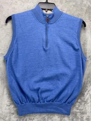 Peter Millar Women's 1/4 Zip Sweater Vest XL Heather Blue Merino Wool - Image 1 of 4