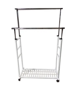 STENDER APPENDIABITI DOPPIO ESTENSIBILE BELLAHOME CON RUOTE IN METALLO BIANCO... - Foto 1 di 4