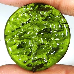 18.75 CT Lab Created Green Moldavite Cabochon Polished Gemstone 22x23x4 mm GT187 - Picture 1 of 6