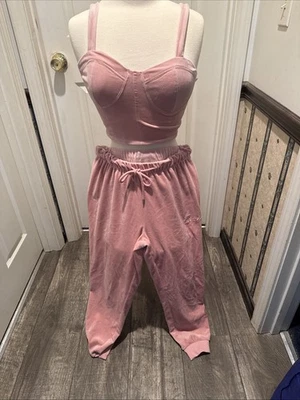 Two piece pink Top and jogging pants small top medium bottoms - Image 1 of 4