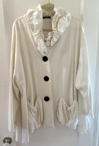 Vincenzo Allocca OS White Swing Jacket Lagenlook Made in Germany 56 in bust PLUS - Picture 1 of 5
