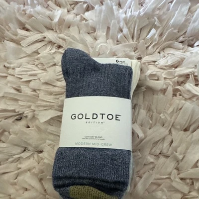 ¡Nuevo! Paquete de 6 calcetines modernos Mid Crew para mujer GOLDTOE EDITION. Zapato talla 6-9. Foto 1 de 4