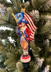 Christopher Radko Patriotic Revolutionary Soldier Flag Colors Freedom Ornament - Picture 1 of 10