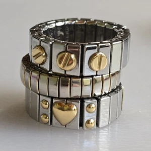 Anello Zoppini Acciaio Inox 750 Oro Giallo 18K Flex Italia 3 Anelli Misura 5-7 - Foto 1 di 7