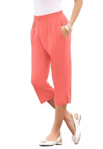 Roaman's Women's Plus Size Soft Knit Capri Pant - Picture 1 of 64