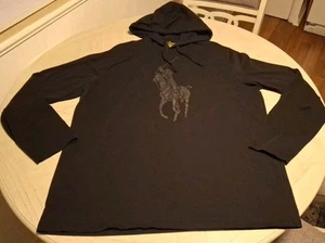 Ralph Lauren Polo Hoodie T-Shirt Large Pony Black/ Black XL - Picture 1 of 3