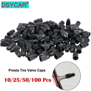 Black Presta Valve Caps Plastic Dust Covers For Bicycle MTB Road Bike French - Picture 1 of 15