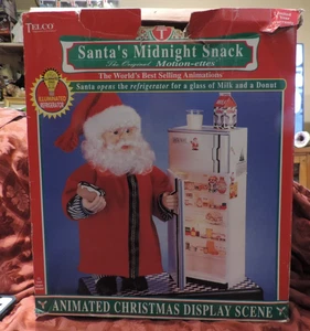 TELCO ANIMATED SANTA SANTA'S MIDNIGHT SNACK W/BOX MOTION-ETTES OPENING FRIDGE - Picture 1 of 4
