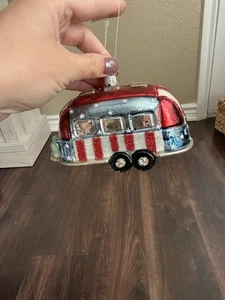 Anhänger Ornament mundgeblasenes Glas Airstream rot weiß blau patriotische Huras Familie? - Bild 1 von 7