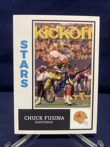 Chuck Fusina -Penn State- Philadelphia Stars carta USFL personalizzata autografata - Foto 1 di 2
