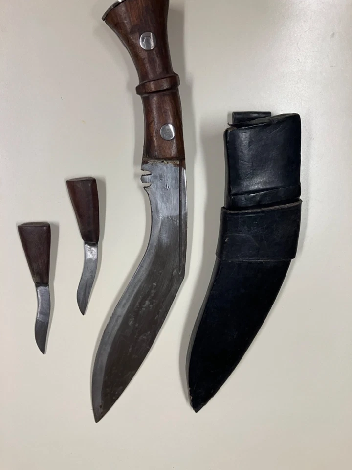 Genuine Gurkha Kukri-Fixed Blade Knife w/ Wood Handles 3 Piece Set #BKSZ2103