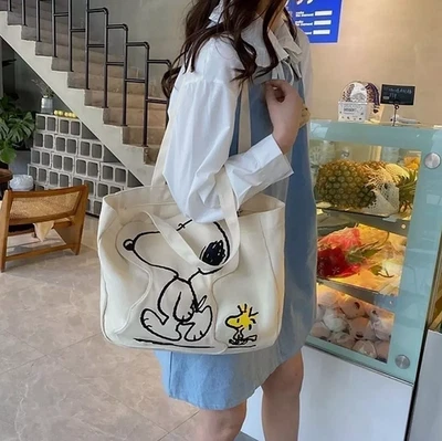 Bolso de Hombro de Lona Snoopy - Lindo Dibujos Animados Gran Capacidad Regalo Estudiante Foto 1 de 4