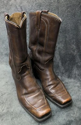 Vintage Acme Men's Cowboy Boots Cherry Brown Size 9.5 USA Made Square Toe  - Image 1 of 4