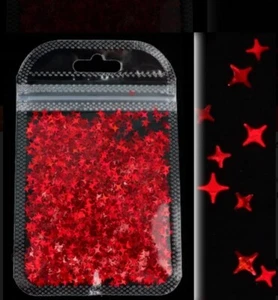 Glänzende Stern Nagelpailletten, holographischer Glitzer Nail Art ROT - Bild 1 von 2
