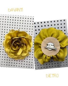 SPILLA DECORATIVA DECORAZIONE ABBIGLIAMENTO ACCONCIATURA FIORE TESSUTO GIAL/VERD - Bild 1 von 1